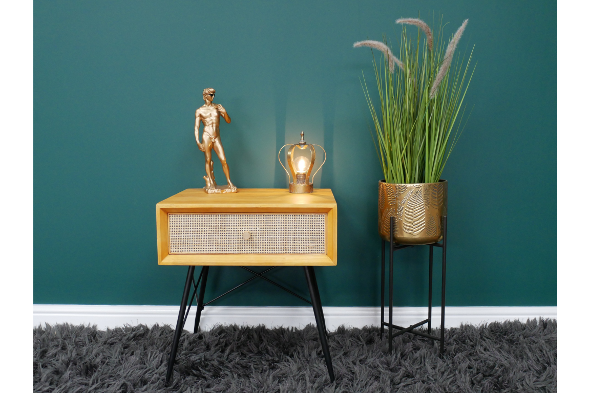 Retro Rattan Bedside Cabinet