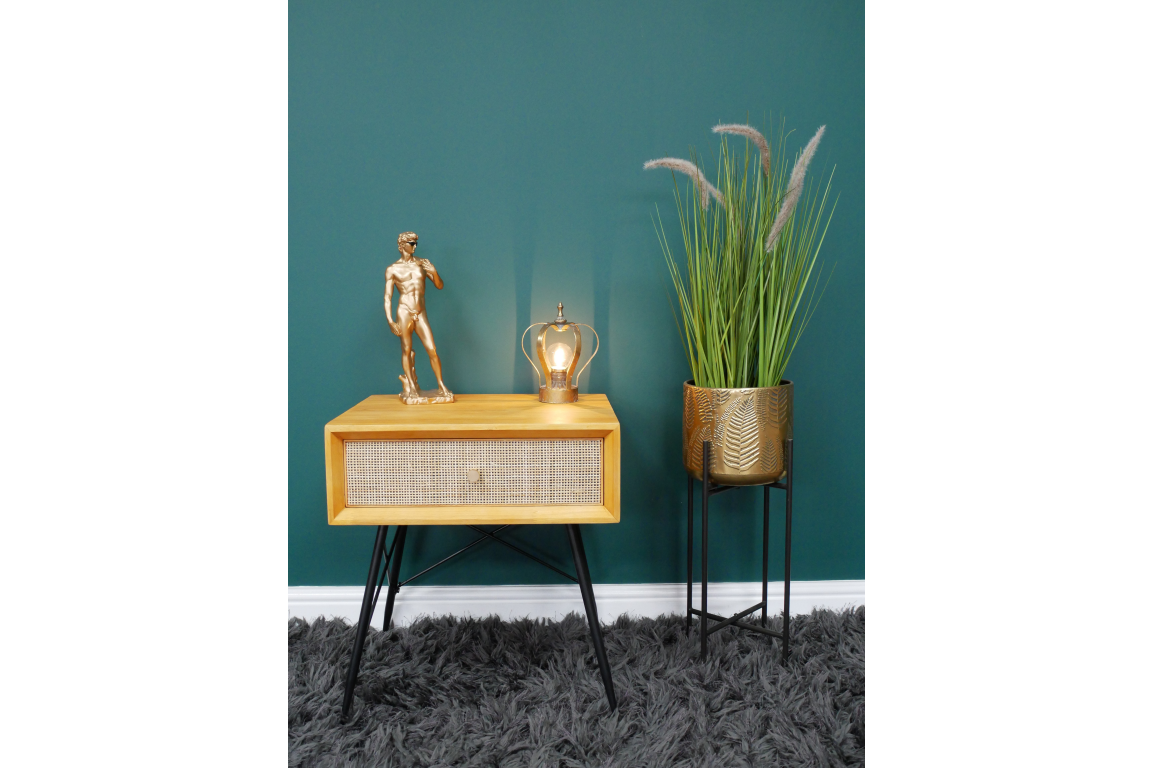 Retro Rattan Bedside Cabinet