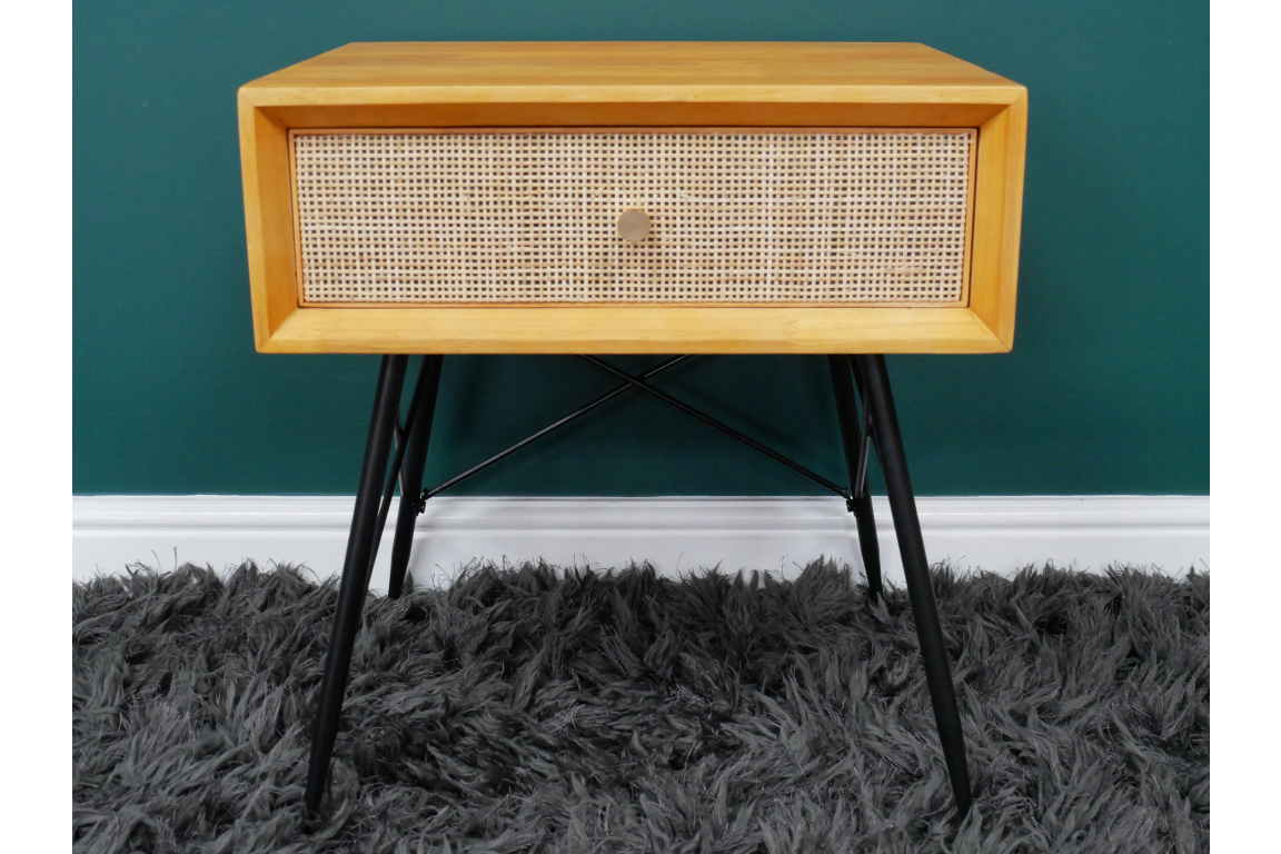 Retro Rattan Bedside Cabinet