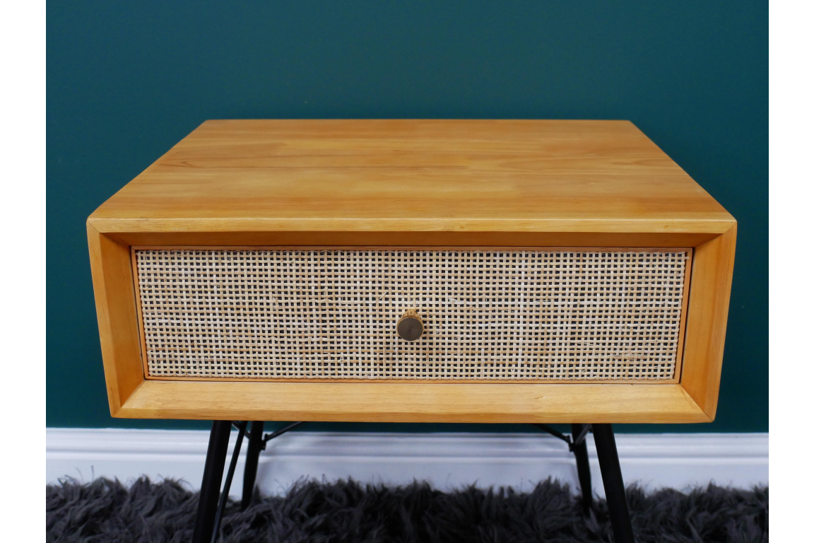 Retro Rattan Bedside Cabinet