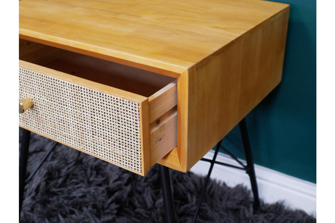 Retro Rattan Bedside Cabinet