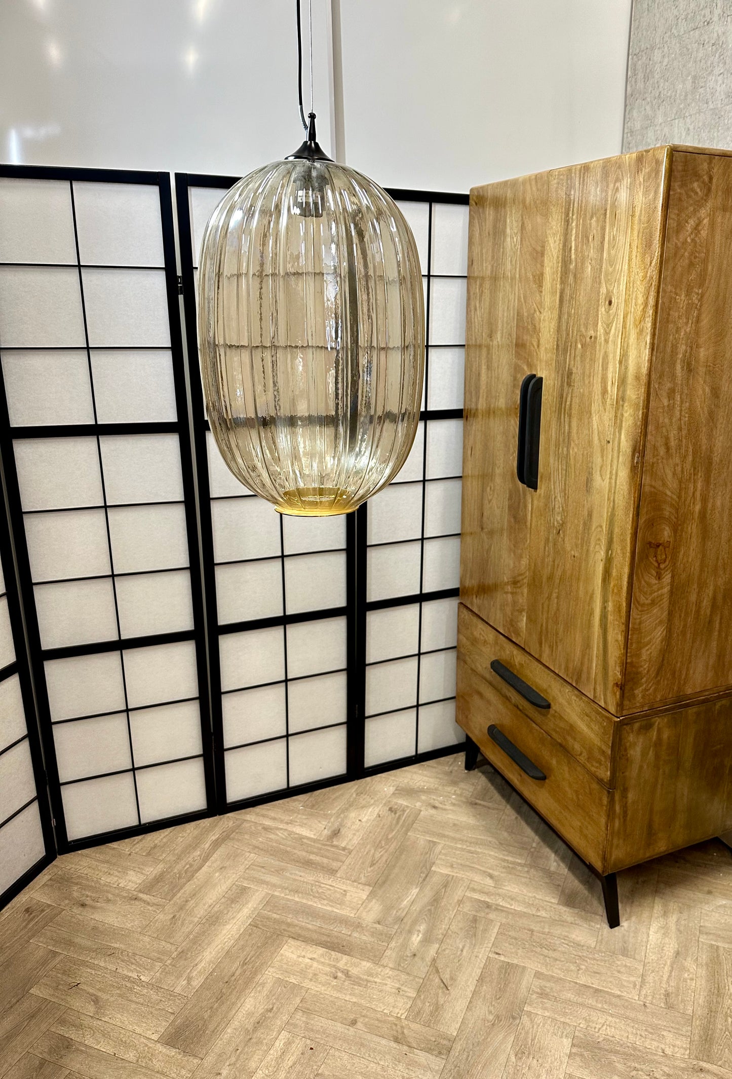 Motta Living Ribbed Glass Drop Pendant Light