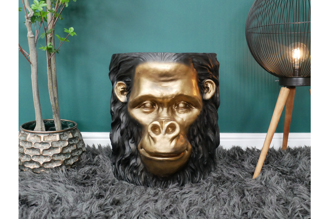 Metallic Gold & Black Monkey Side Table