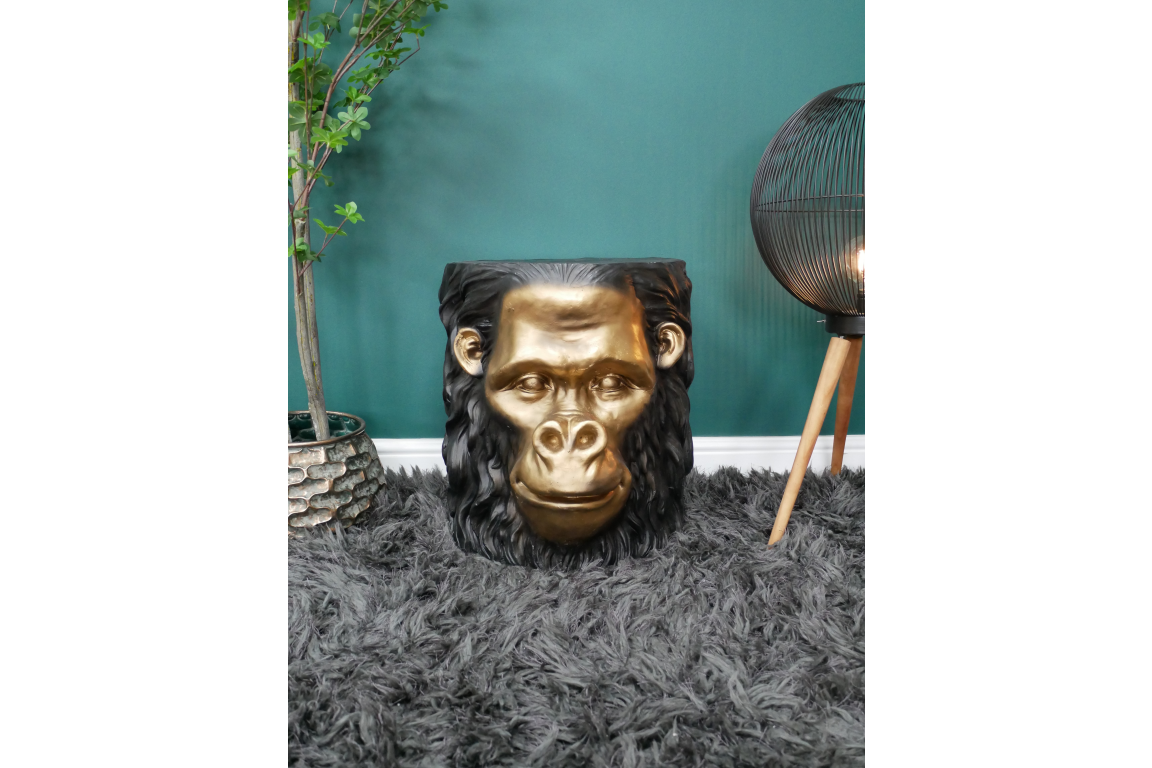 Metallic Gold & Black Monkey Side Table