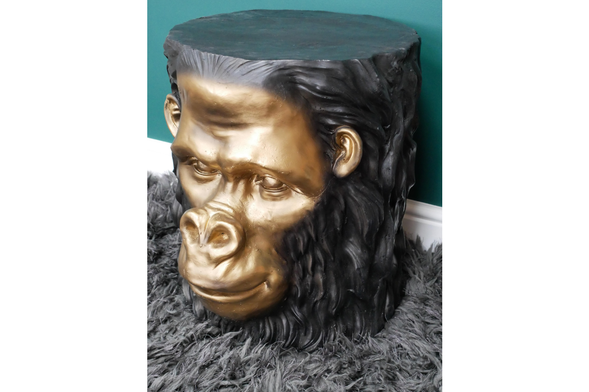 Metallic Gold & Black Monkey Side Table