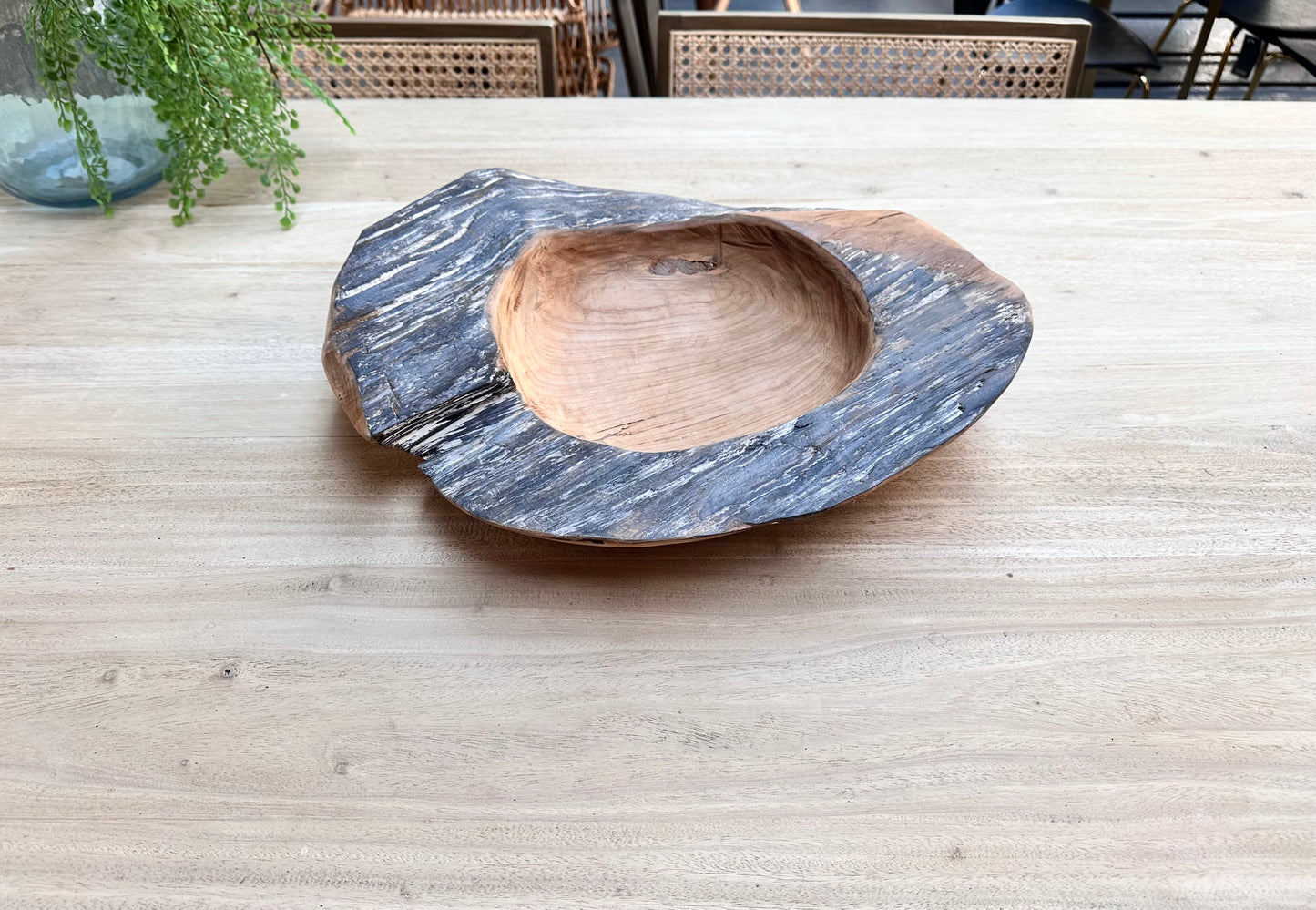 Large Teak Wood Bowl- Antique Black Wash