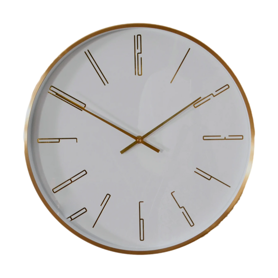 16" MODERN ANALOGUE WALL CLOCK IN GOLD FINISH