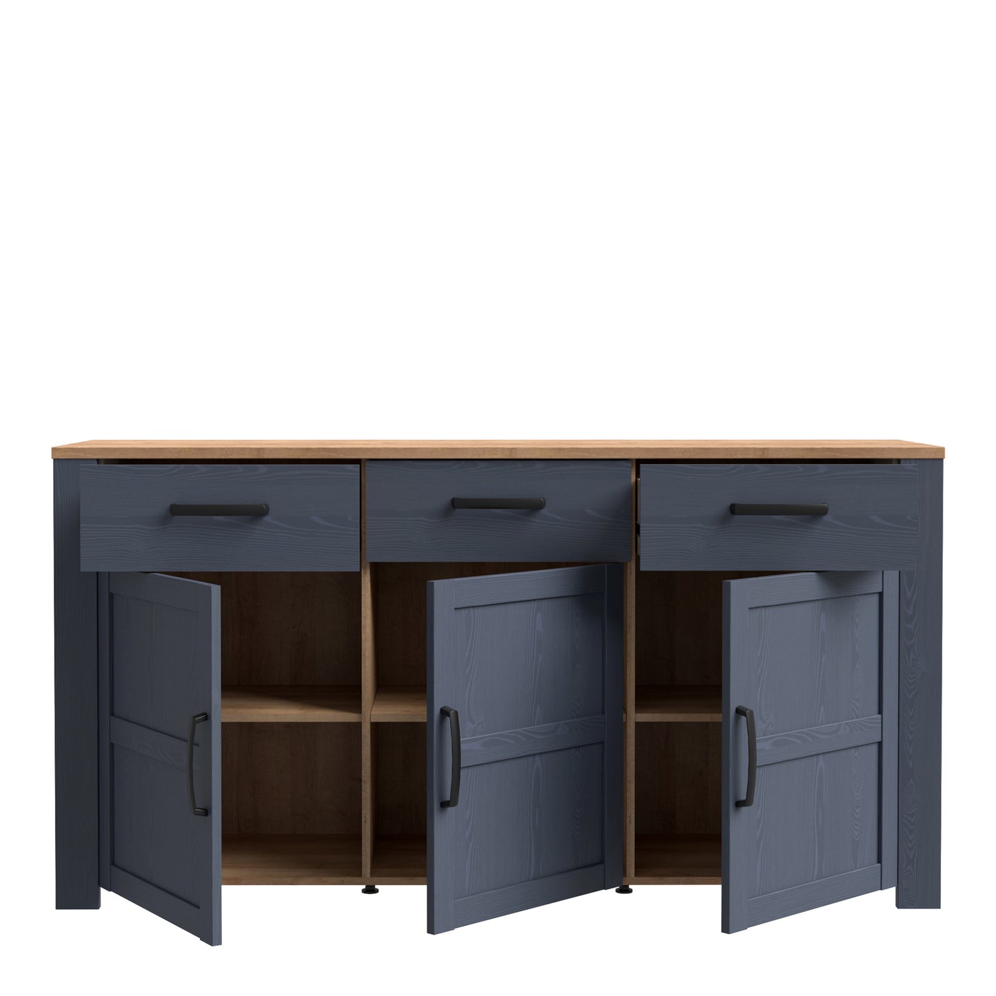 Bohol 3 Door 3 Drawer Sideboard in Riviera Oak/Navy