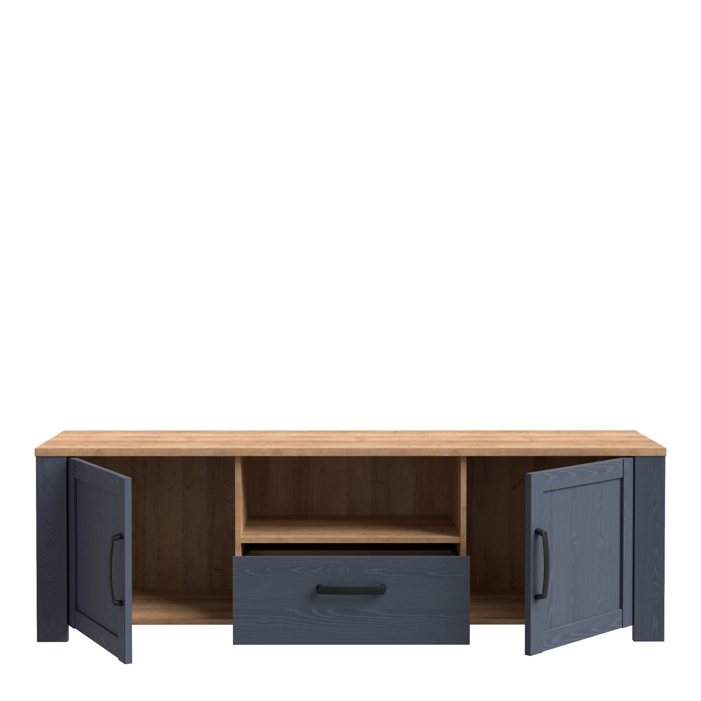 Bohol 2 Door 1 Drawer TV Unit  in Riviera Oak/Navy