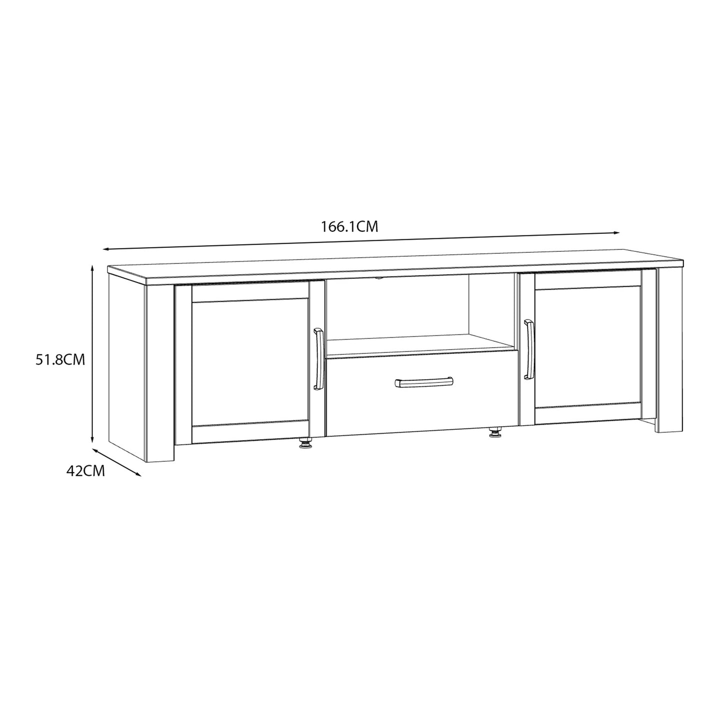 Bohol 2 Door 1 Drawer TV Unit  in Riviera Oak/Navy