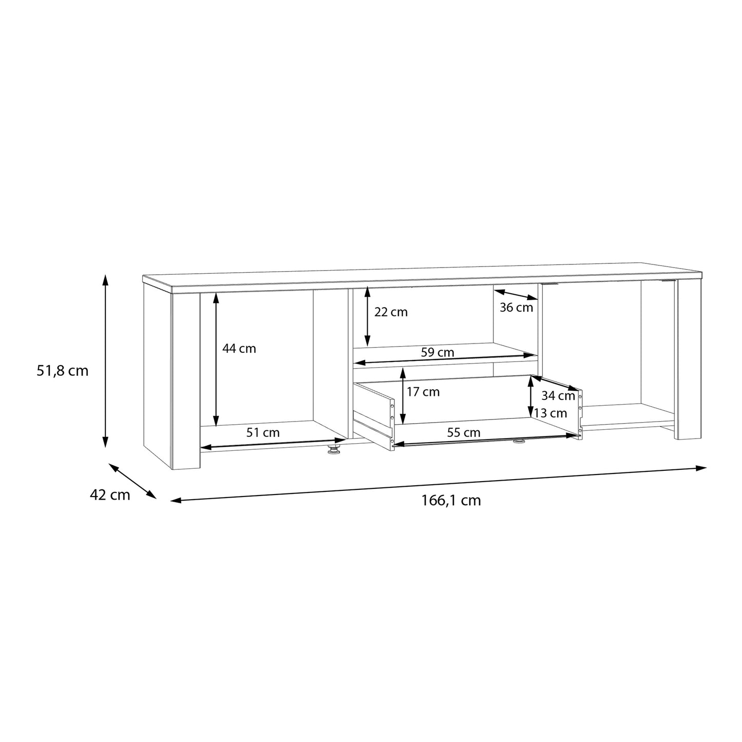 Bohol 2 Door 1 Drawer TV Unit  in Riviera Oak/Grey Oak