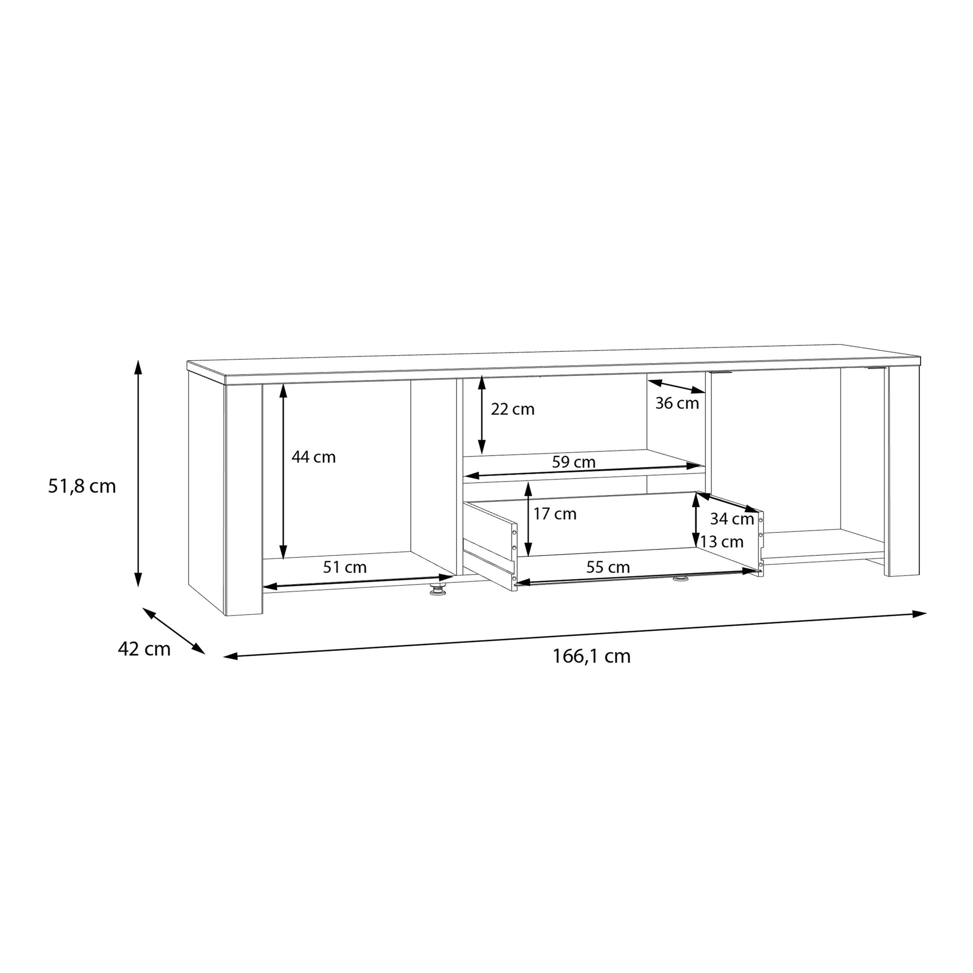 Bohol 2 Door 1 Drawer TV Unit  in Riviera Oak/Grey Oak