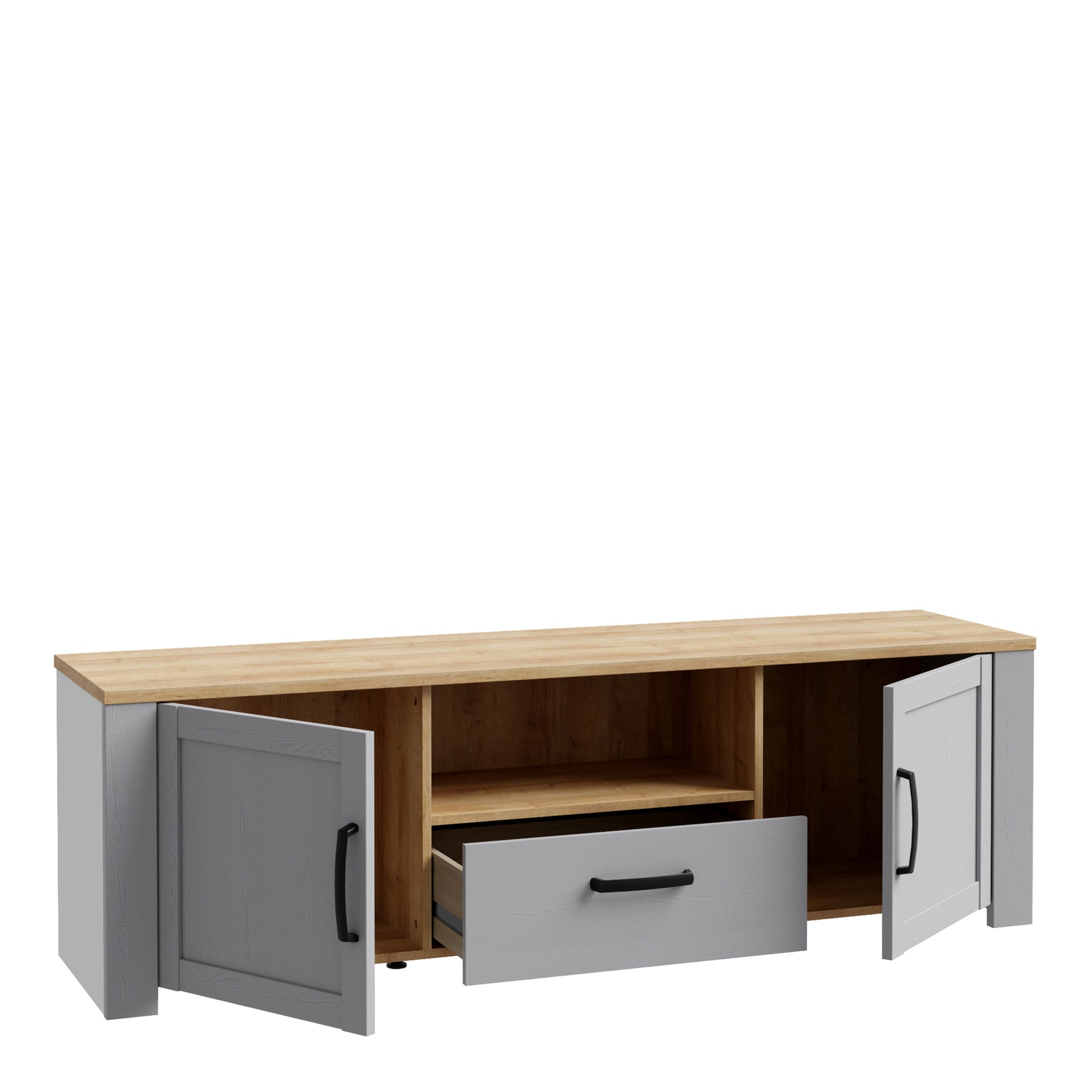 Bohol 2 Door 1 Drawer TV Unit  in Riviera Oak/Grey Oak