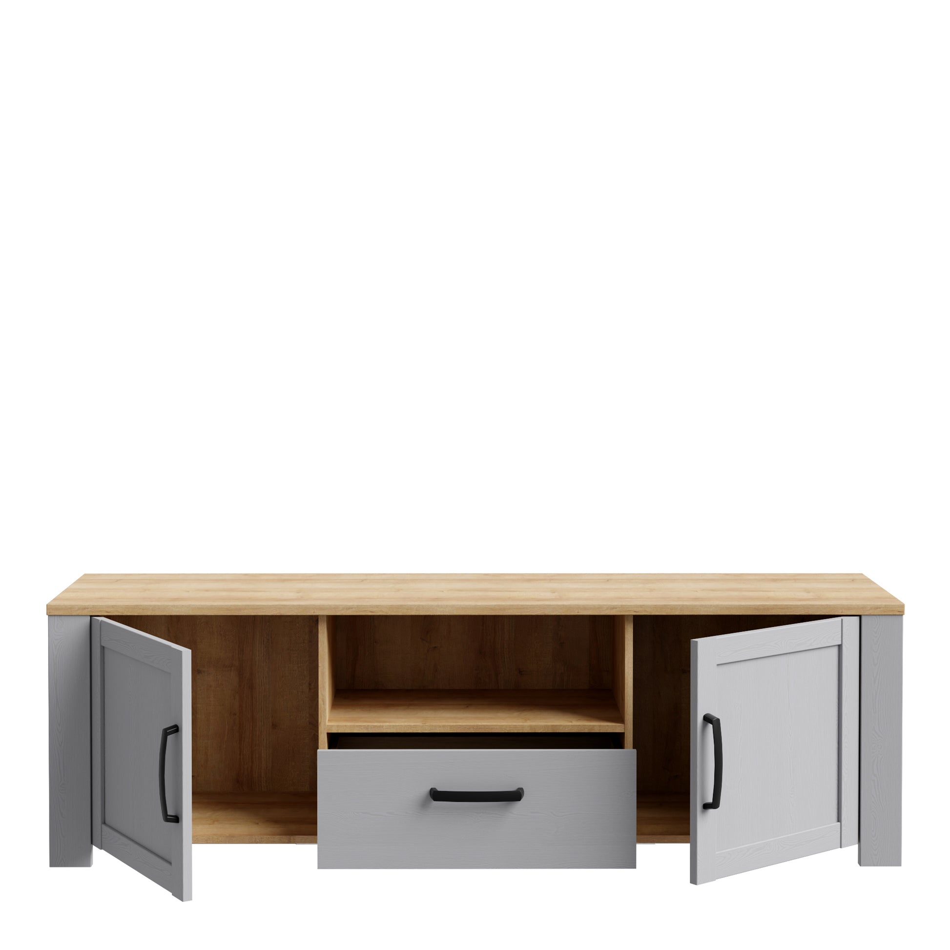 Bohol 2 Door 1 Drawer TV Unit  in Riviera Oak/Grey Oak