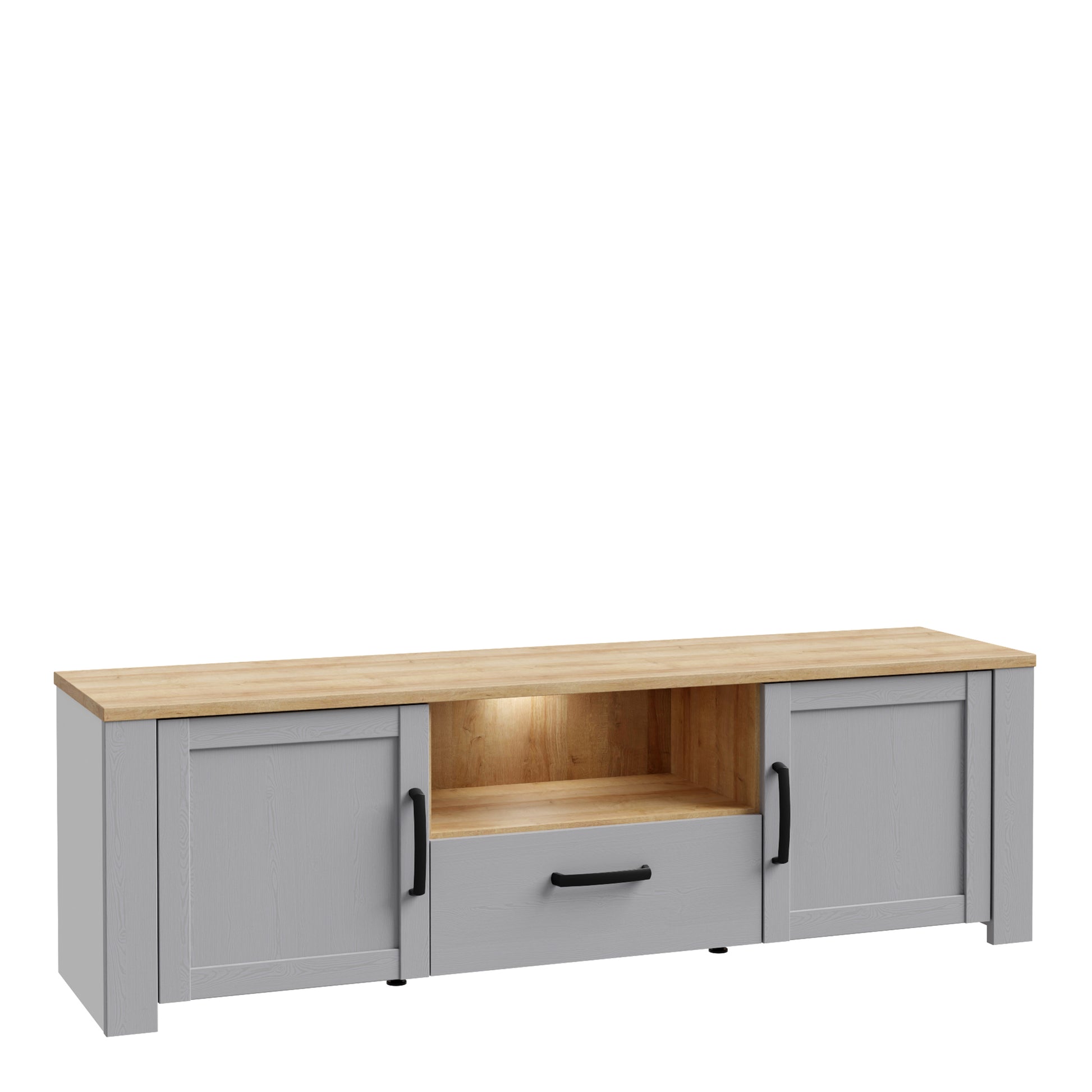 Bohol 2 Door 1 Drawer TV Unit  in Riviera Oak/Grey Oak