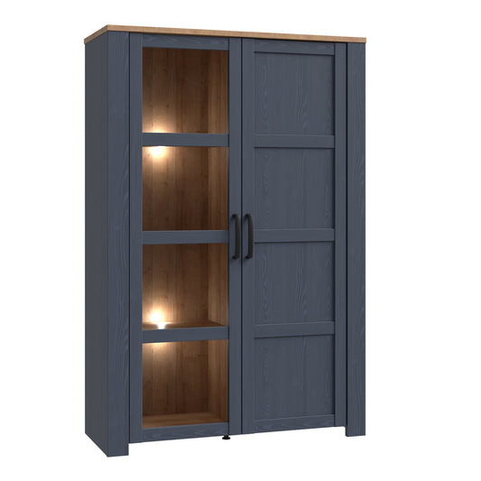 Bohol 2 Door Display Cabinet in Riviera Oak/Navy