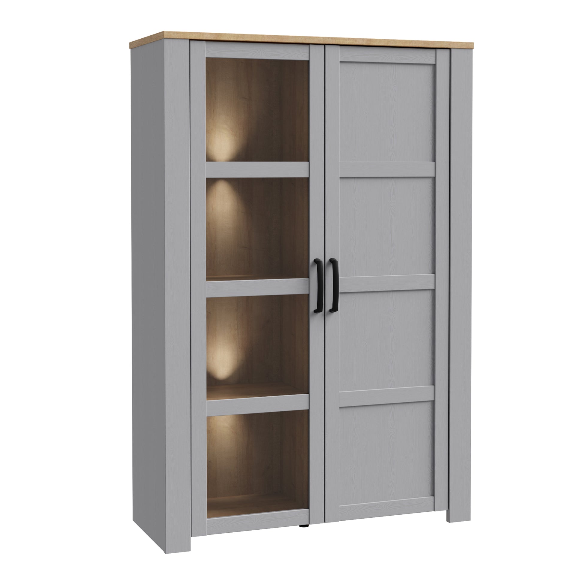 Bohol 2 Door Display Cabinet in Riviera Oak/Grey Oak