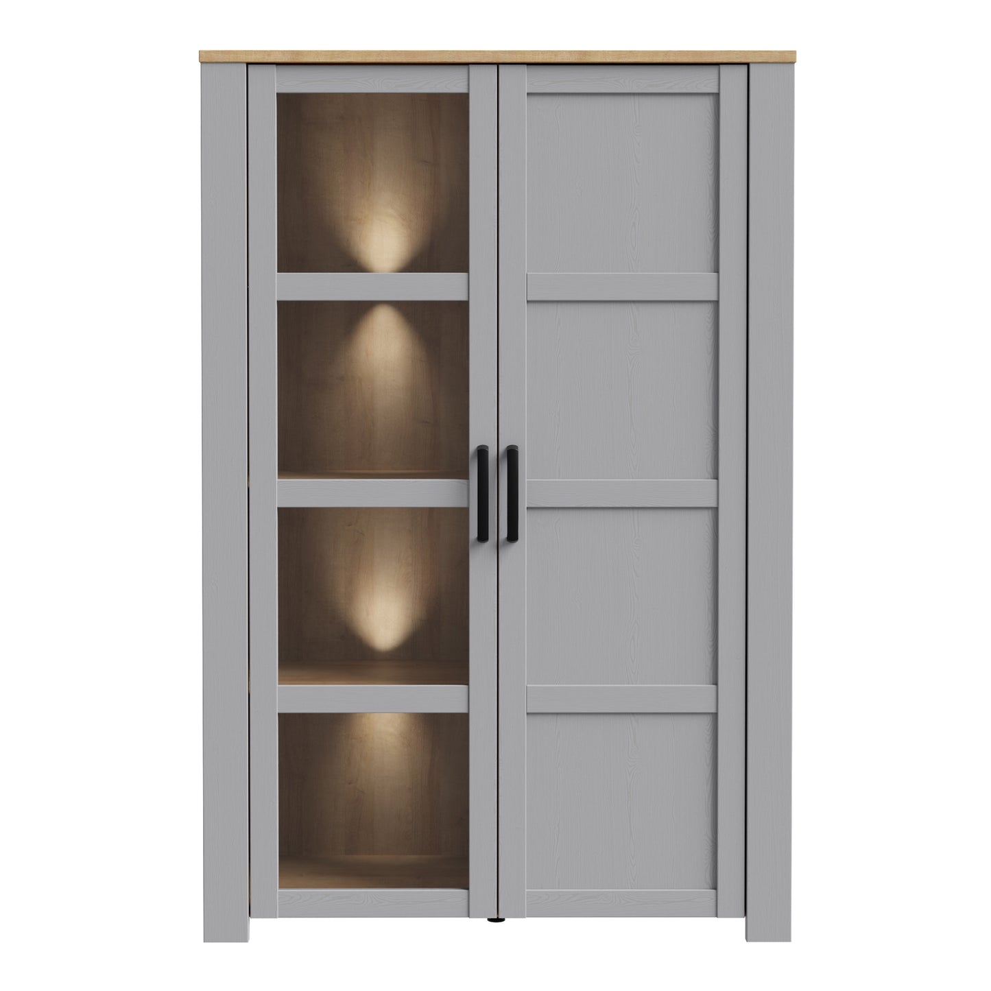 Bohol 2 Door Display Cabinet in Riviera Oak/Grey Oak