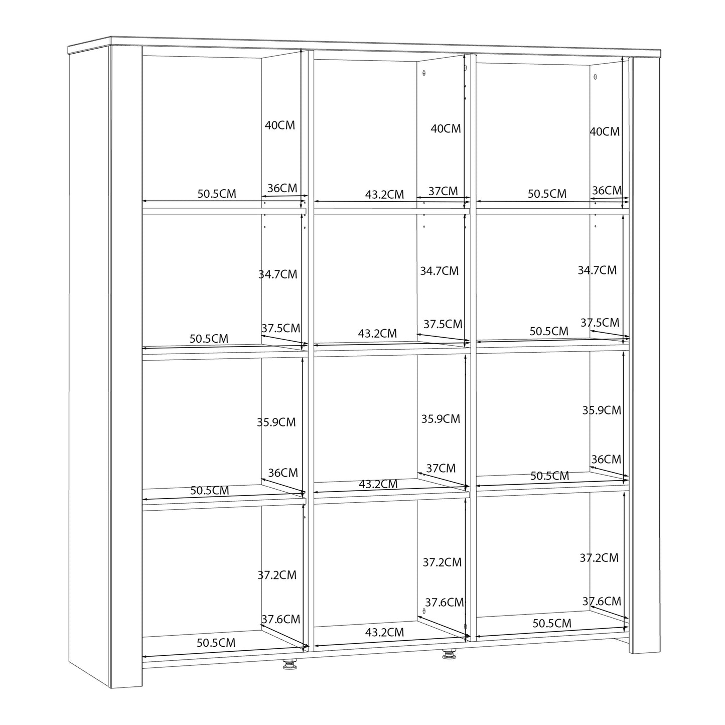 Bohol 3 Door Large Display Cabinet in Riviera Oak/Navy