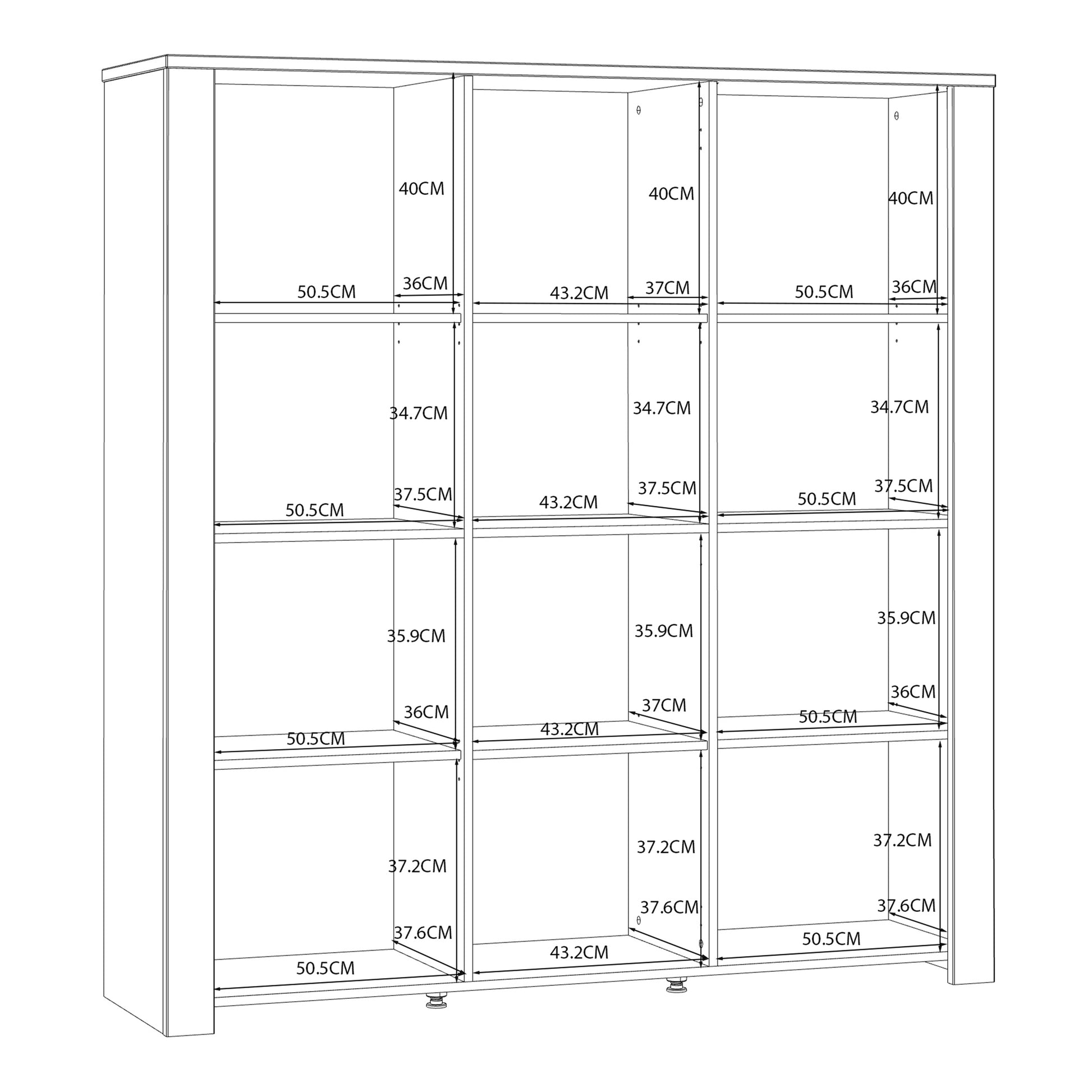 Bohol 3 Door Large Display Cabinet in Riviera Oak/Navy