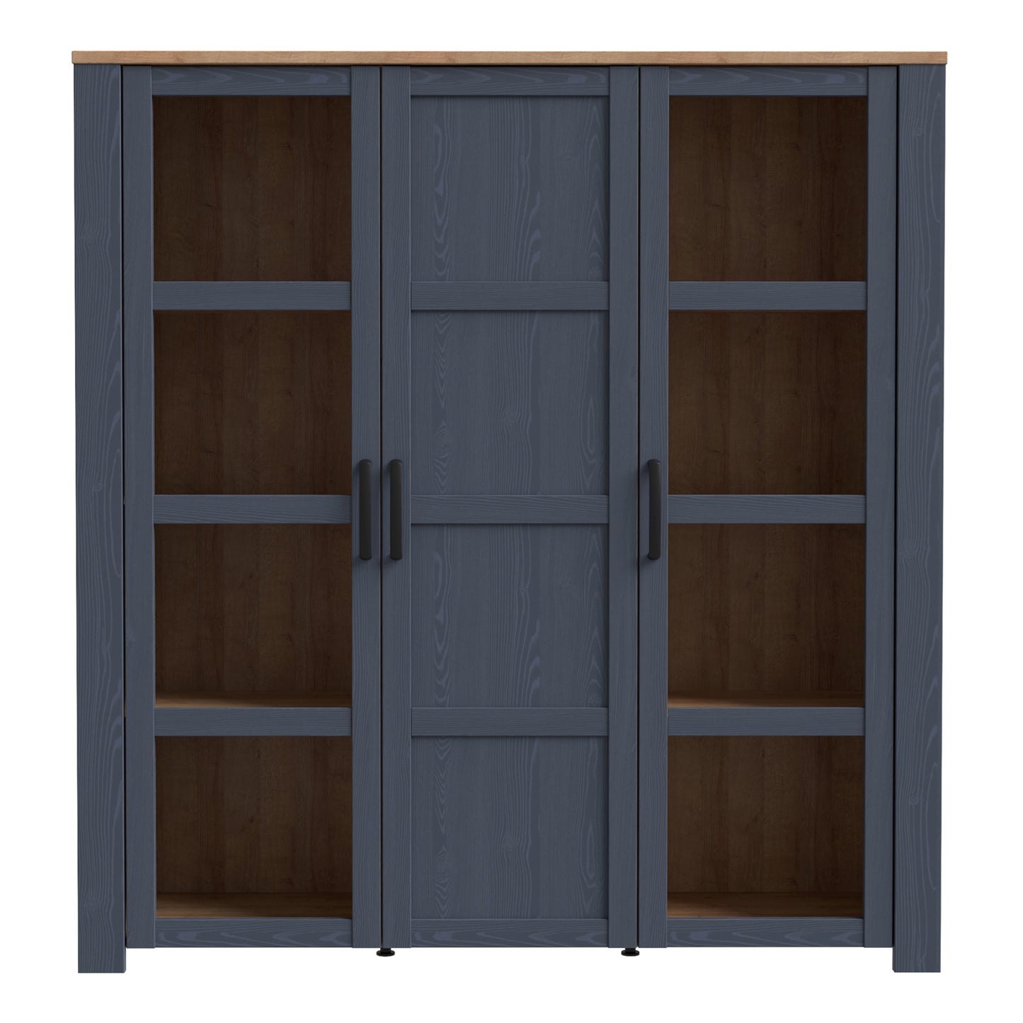 Bohol 3 Door Large Display Cabinet in Riviera Oak/Navy