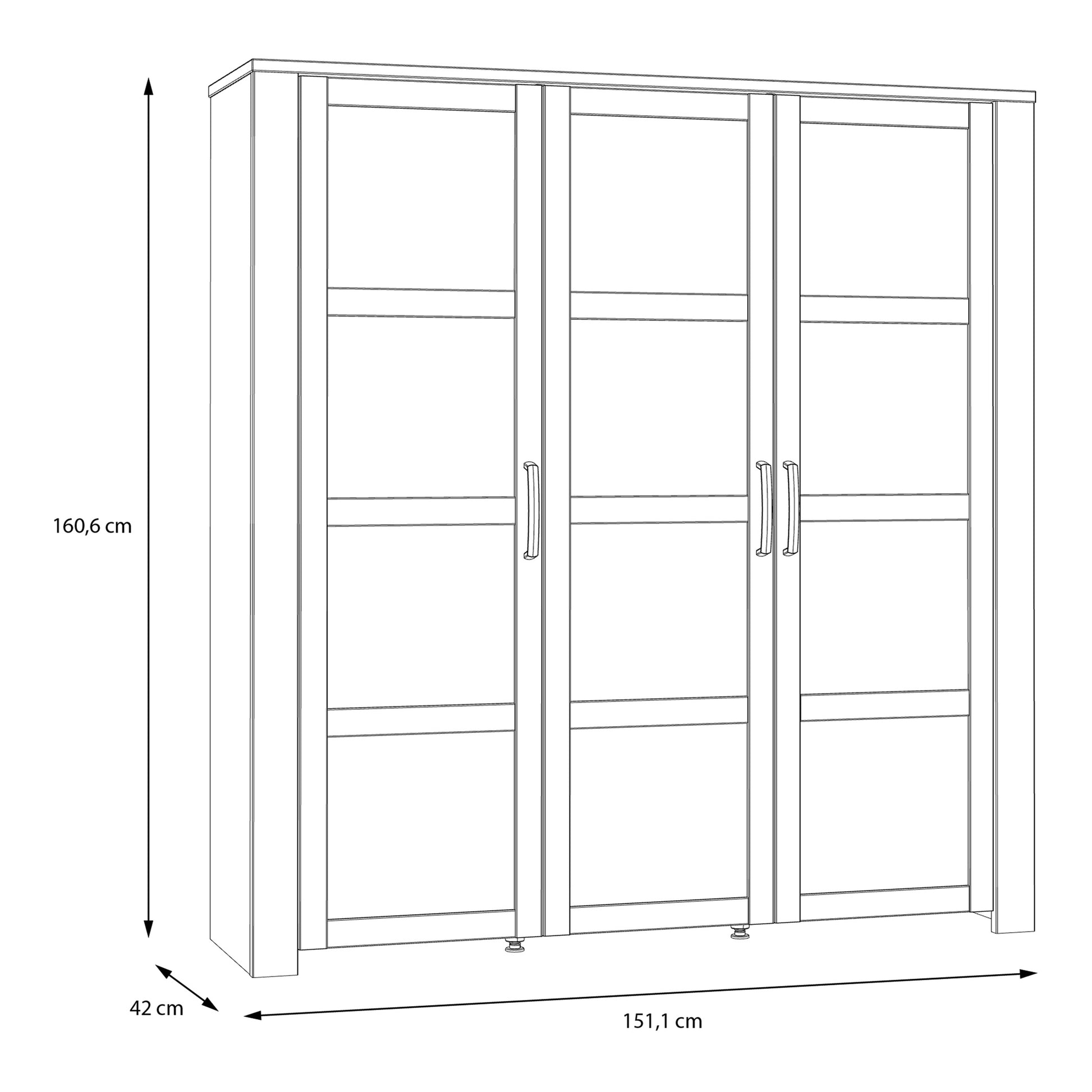 Bohol 3 Door Large Display Cabinet in Riviera Oak/Grey Oak