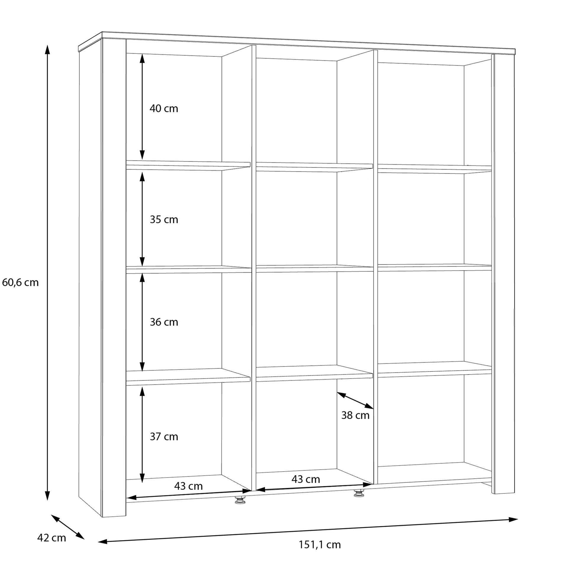 Bohol 3 Door Large Display Cabinet in Riviera Oak/Grey Oak