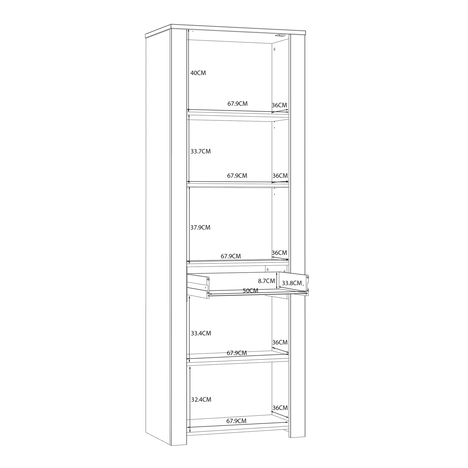 Bohol 2 Door 1 Drawer Narrow Display Cabinet in Riviera Oak/Navy