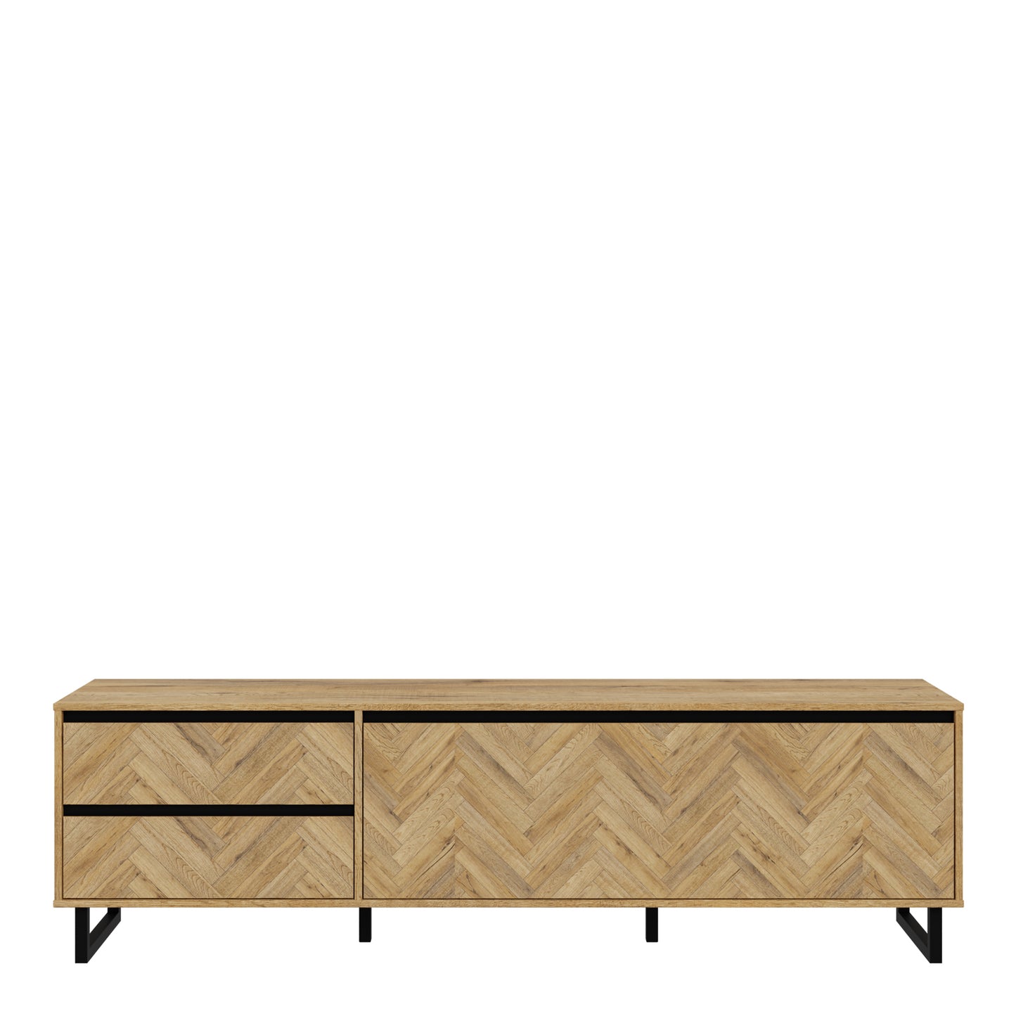 Nikomedes TV Unit  in Spica Oak/Matt Black/Bartex Oak