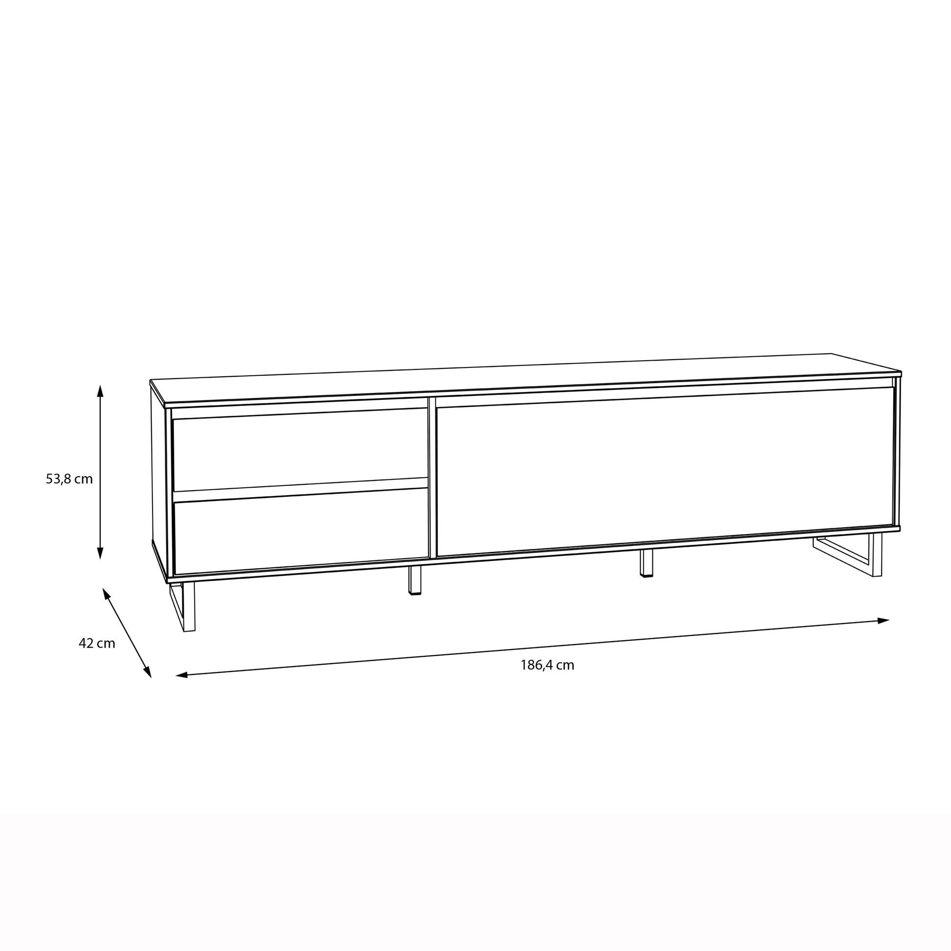 Nikomedes TV Unit  in Spica Oak/Matt Black/Bartex Oak