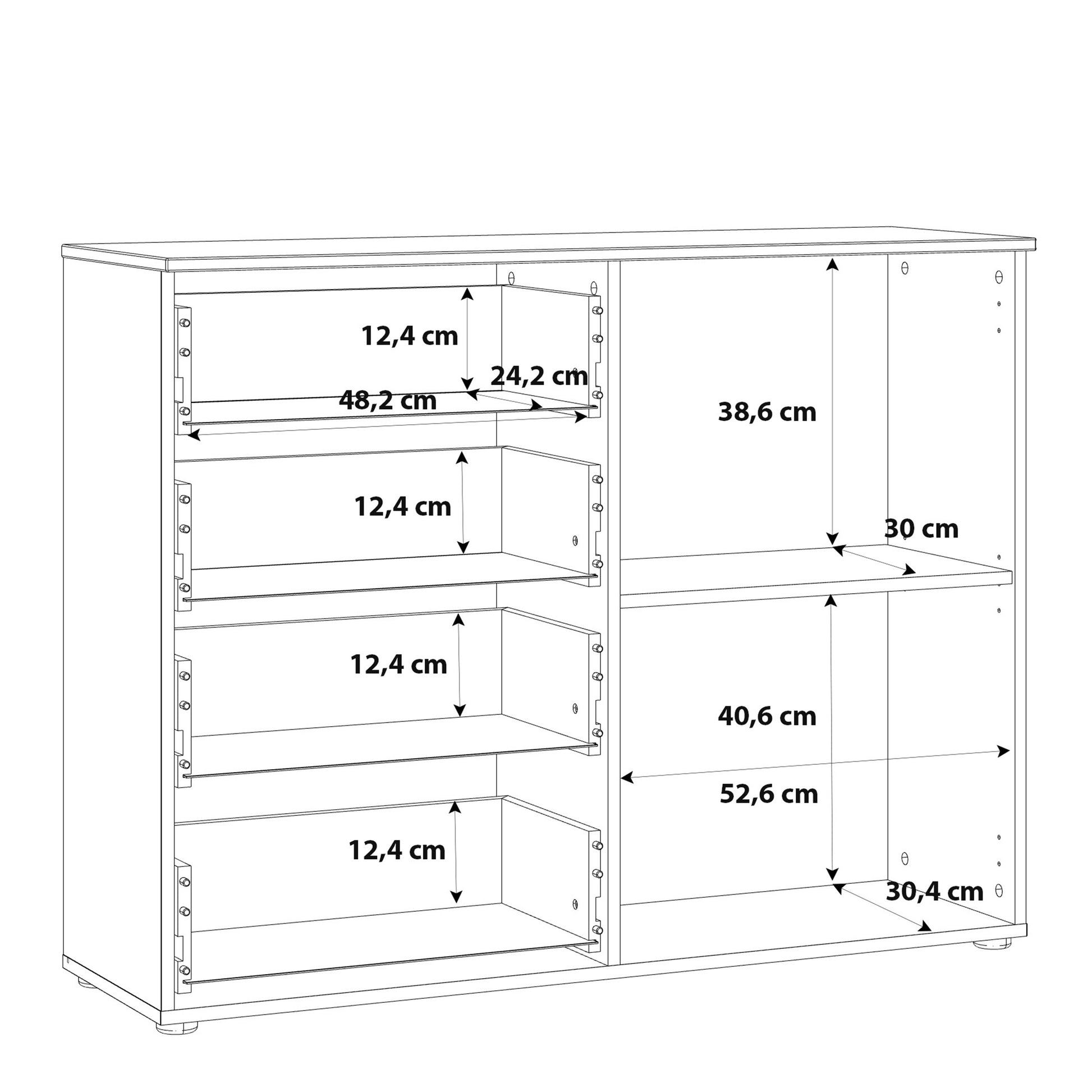 Sienna 4 Chest of Drawers 1 Door in White/White High Gloss