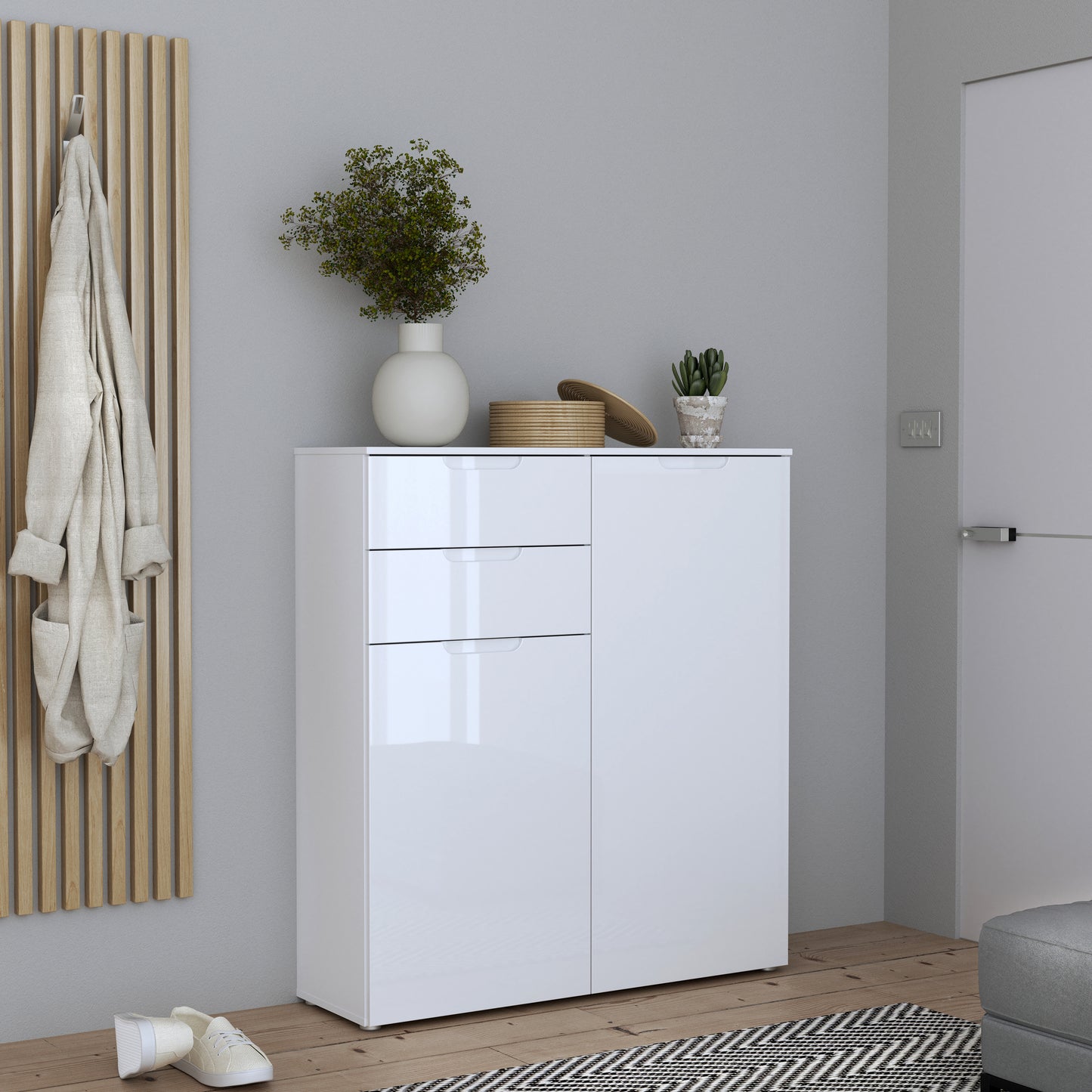 Sienna Chest of Drawers in White/White High Gloss