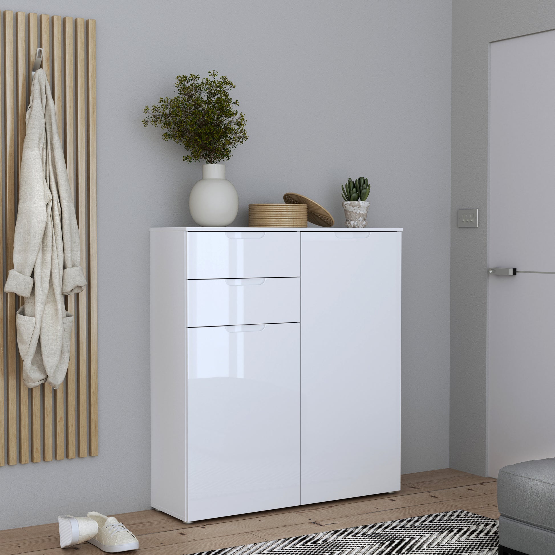 Sienna Chest of Drawers in White/White High Gloss