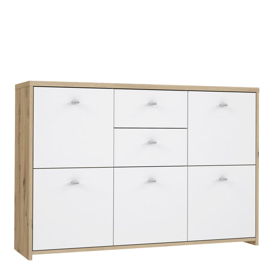 Best Chest Storage Cabinet with 2 Drawers and 5 Doors in Artisan Oak/White