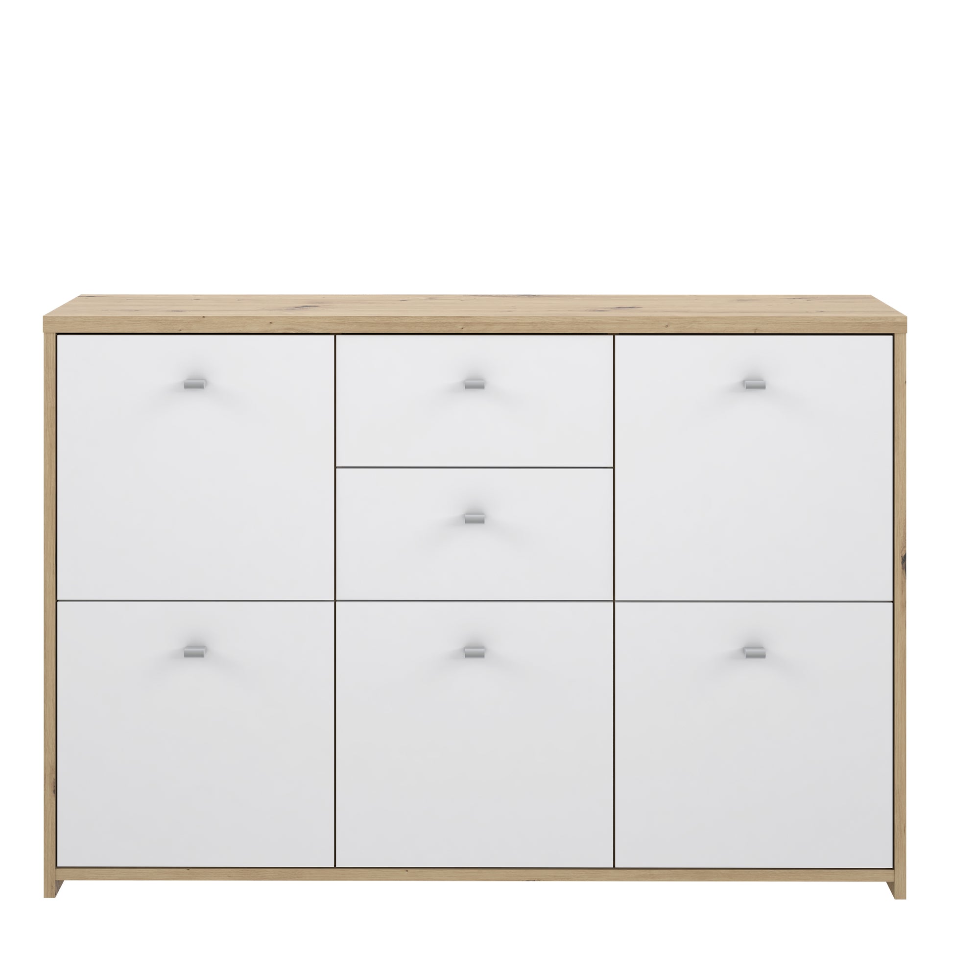 Best Chest Storage Cabinet with 2 Drawers and 5 Doors in Artisan Oak/White