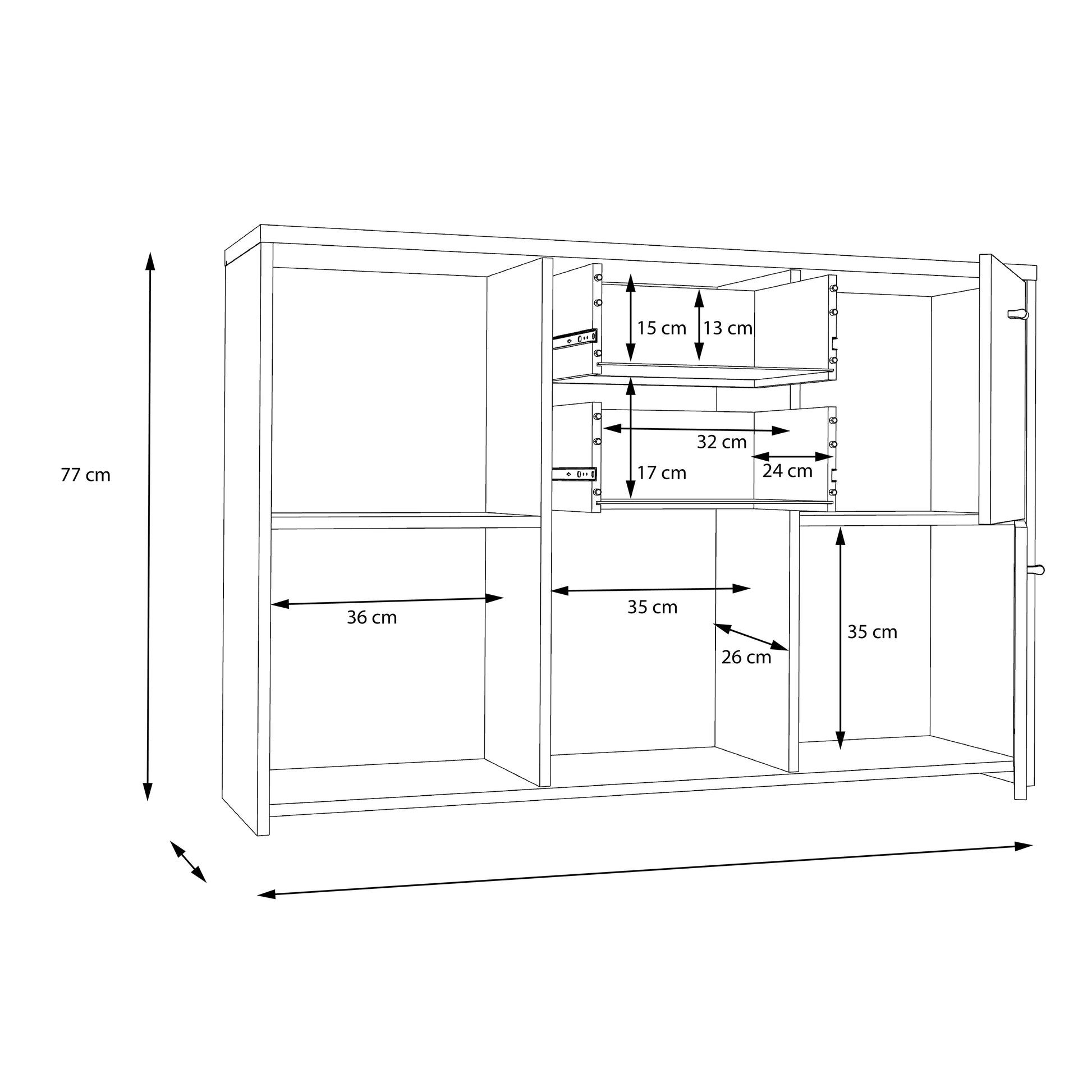 Best Chest Storage Cabinet with 2 Drawers and 5 Doors in Artisan Oak/White