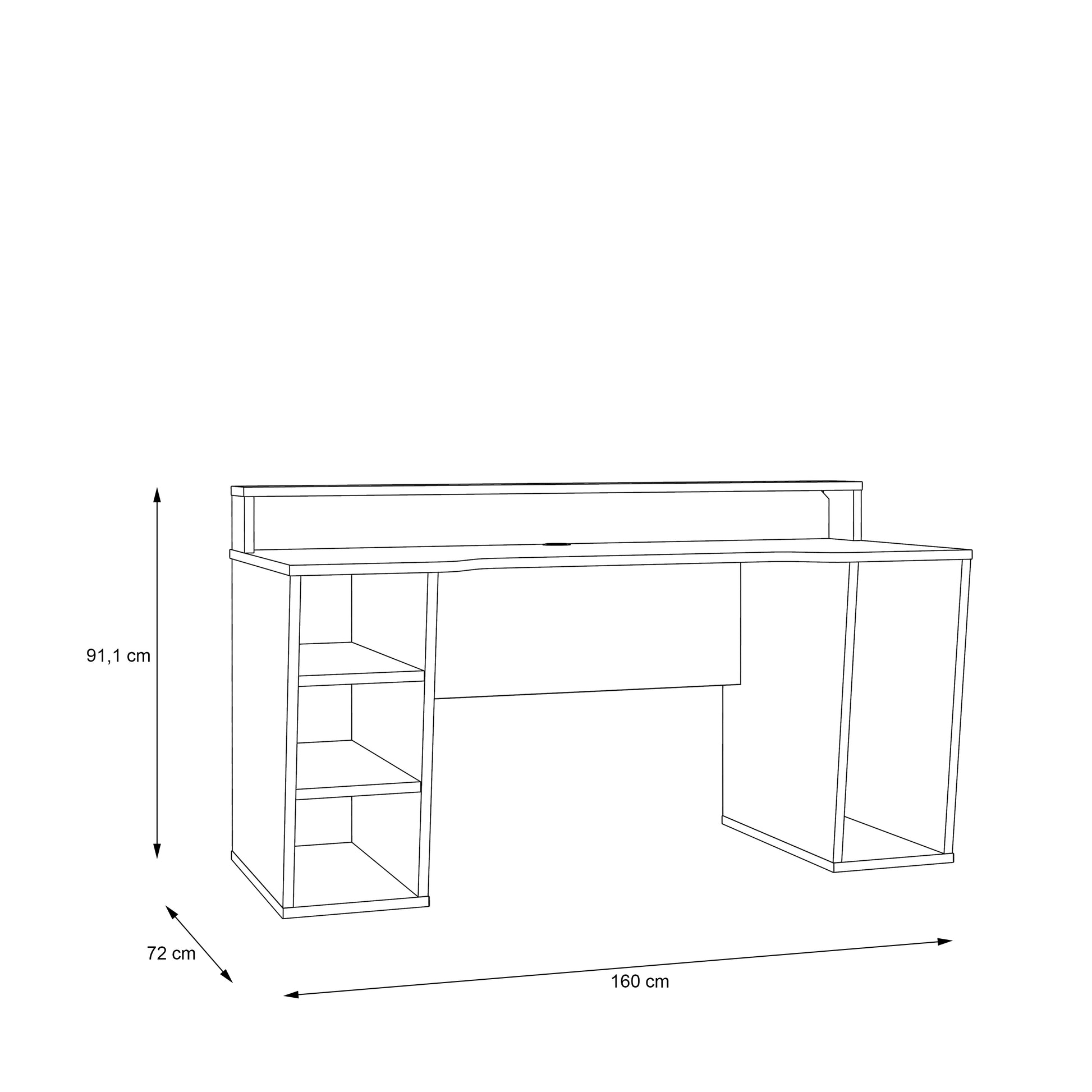 Tezaur Black Gaming Desk 2 Shelves with Colour Changing LED