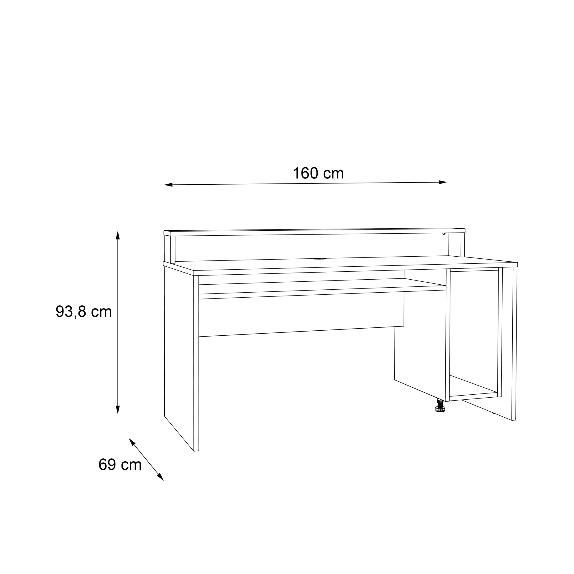 Tezaur Black/Orange Gaming Desk with Colour Changing LED