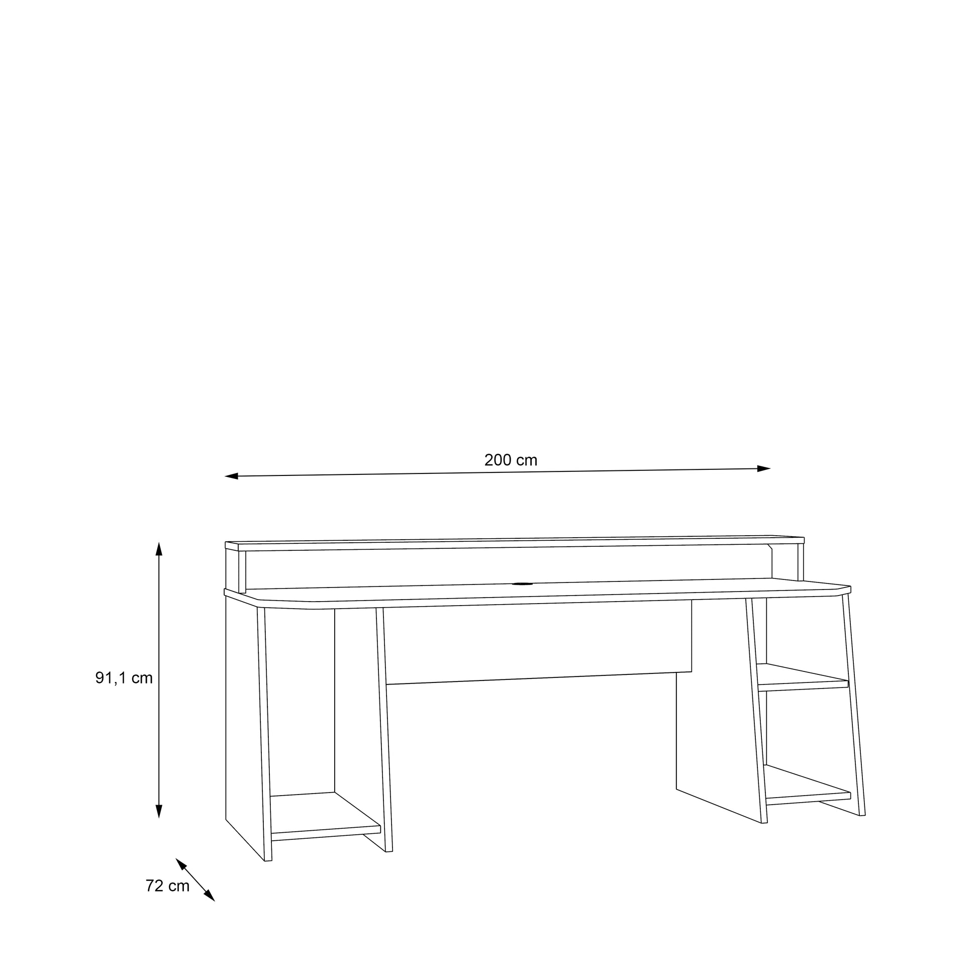 Tezaur Wide Black Gaming Desk with Colour Changing LED