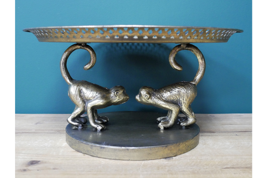 Gold Metal Monkey Side Table/Tray