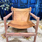 Odisha Wooden Frame Leather Accent Chair