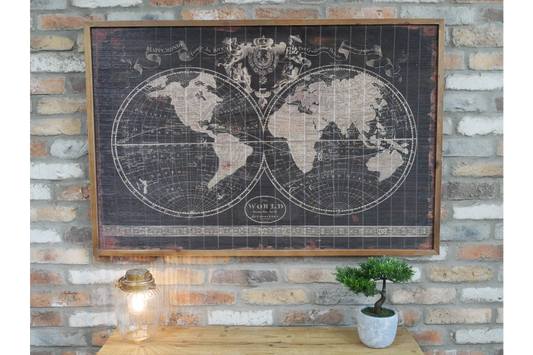 Frame Rustic Picture 'Antique Map Of The World'