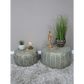 Set Of 2 Gold & Turquoise Patterned Coffee / Side Tables