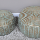 Set Of 2 Gold & Turquoise Patterned Coffee / Side Tables