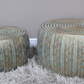 Set Of 2 Gold & Turquoise Patterned Coffee / Side Tables