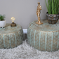 Set Of 2 Gold & Turquoise Patterned Coffee / Side Tables