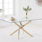 Bernini 160cm Rectangular Glass & Gold Dining Table