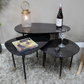 Industrial Black Metal And High Gloss Black Mango Wood Set Of 3 Side Tables