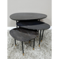 Industrial Black Metal And High Gloss Black Mango Wood Set Of 3 Side Tables