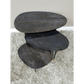 Industrial Black Metal And High Gloss Black Mango Wood Set Of 3 Side Tables